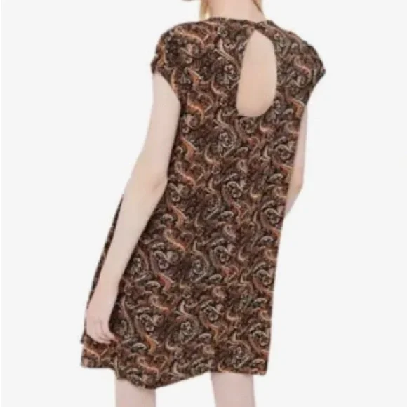 brown paisley mini dress Mariana Mulberry Paisley Mini Dress - XL Size - Women's Dresses
